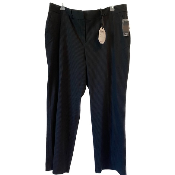 Liz Claiborne Sophie Black Classic w/ White Pinstripe Trouser Plus Size 20W - Picture 1 of 12